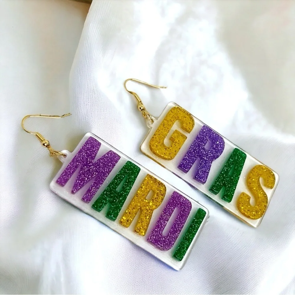 Jazz Up Your Look: Mardi Gras Dangle Earrings! 💜💚💛NWT Carnival Accessories!